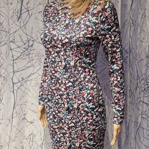 Sexy Mock Neck Floral Bodycon Dress [ Small ]